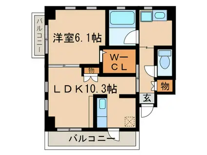 VILLA琴(1LDK/2階)の間取り写真