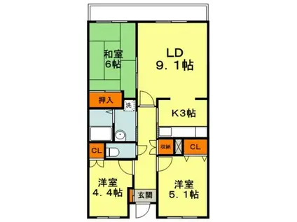 グリーンプラザ(2LDK/2階)の間取り写真