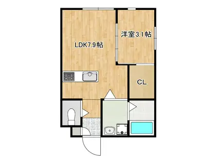 プラージュユキガヤ(1LDK/1階)の間取り写真