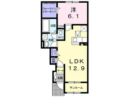 CCTS(1LDK/1階)の間取り写真
