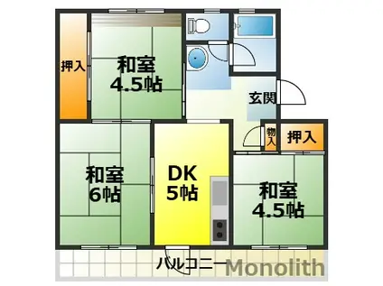 光明台26号棟(3DK/5階)の間取り写真