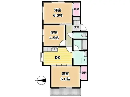 アン・ロジュマン(3DK/2階)の間取り写真