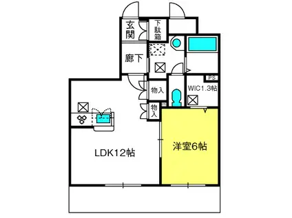 シャルマン南鳩ヶ谷(1LDK/3階)の間取り写真