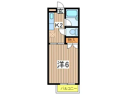 ハウスウステリアB(1K/1階)の間取り写真