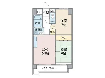 新橘ビル(2LDK/3階)の間取り写真