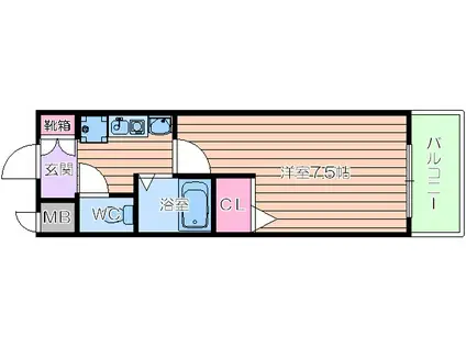 クリエイト21アテンドル梅田(1K/2階)の間取り写真