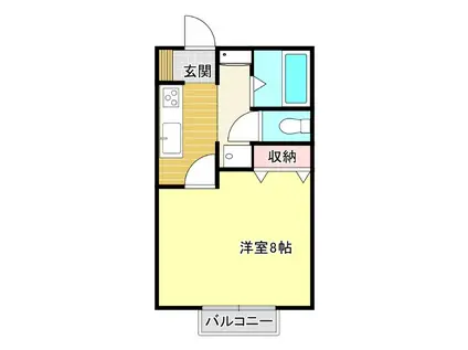 三楽徳多コーポ(ワンルーム/1階)の間取り写真