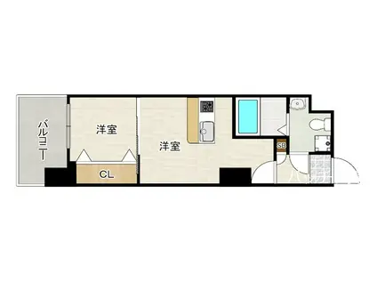 NO72 HARBOR イースト TOWER(1DK/14階)の間取り写真