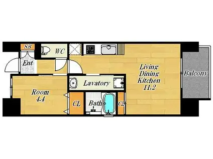 GLUCMAISON/S-EBIE XI(1LDK/2階)の間取り写真