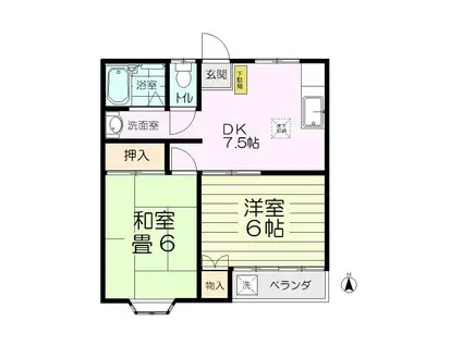 ハイムサンフィール(2DK/1階)の間取り写真