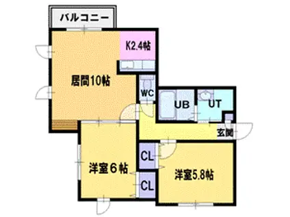 ファミリーコート新札幌(2LDK/3階)の間取り写真