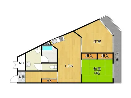 シャルム甲陽園 B棟(2LDK/10階)の間取り写真