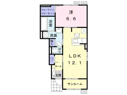 リーヴァ眞 B(1LDK/1階)の間取り写真