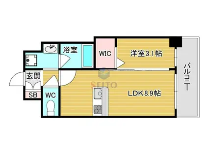 ファーストフィオーレ江坂ガーデン(1LDK/4階)の間取り写真