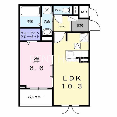 パイン山城(1LDK/1階)の間取り写真