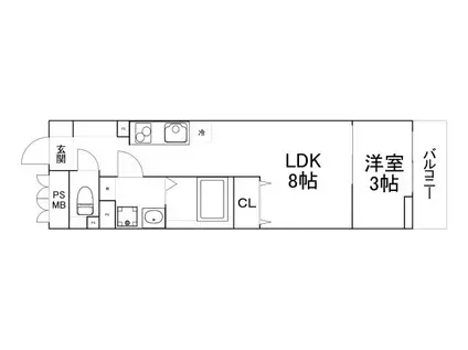 S-MOVE緑橋II(1LDK/4階)の間取り写真