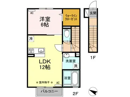 コンフォート A(1LDK/2階)の間取り写真