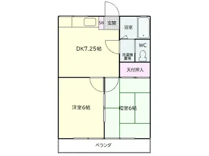 ピュアコーポ(2DK/2階)の間取り写真
