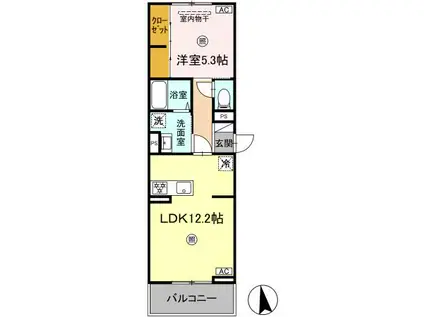 PREMILIFE新川(1LDK/2階)の間取り写真