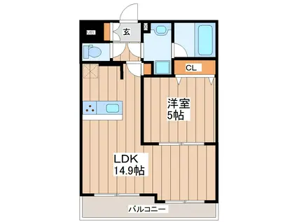 LUANA AIR RESIDENCE五橋(1LDK/2階)の間取り写真