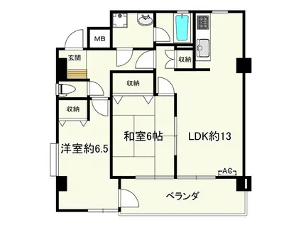 エスポワール青葉台B棟(2LDK/2階)の間取り写真