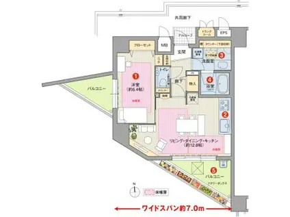 ピアッツァコート奈良三条(1LDK/2階)の間取り写真