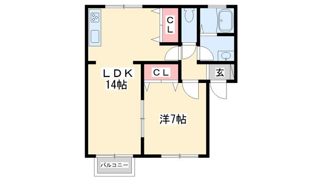 小沢ハイツ(1LDK/2階)の間取り写真