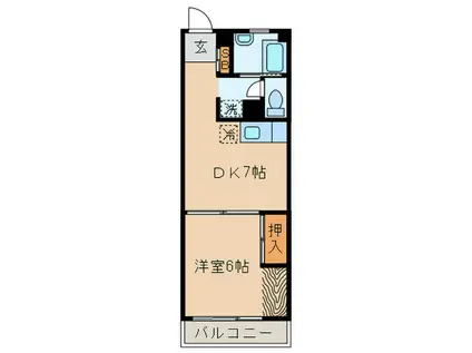 小林第1ビル(1DK/5階)の間取り写真