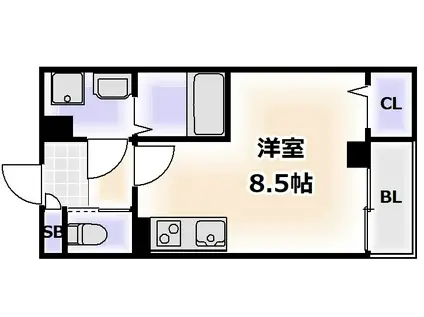 ディオコーポはりなかの(1K/1階)の間取り写真