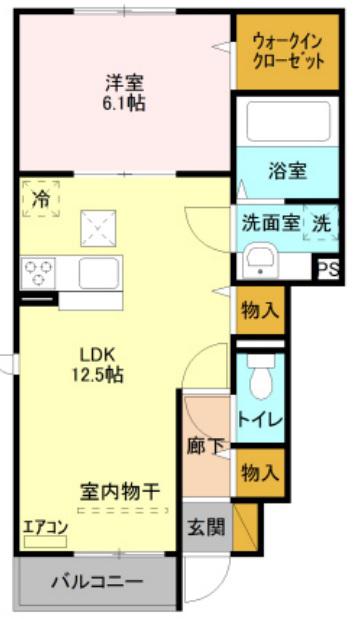 グリーンコーポシティ前川B(1LDK/1階)の間取り写真
