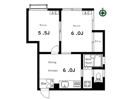 アジュール山王(2DK/1階)の間取り写真