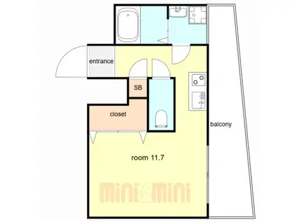 WILLDO三宮イースト(ワンルーム/8階)の間取り写真