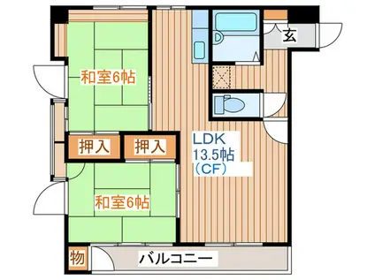 四海楼ハイツ(2LDK/2階)の間取り写真
