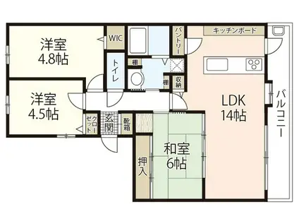 サンシティ牛田(3LDK/9階)の間取り写真