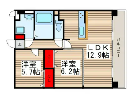 EVER GREEN(2LDK/2階)の間取り写真