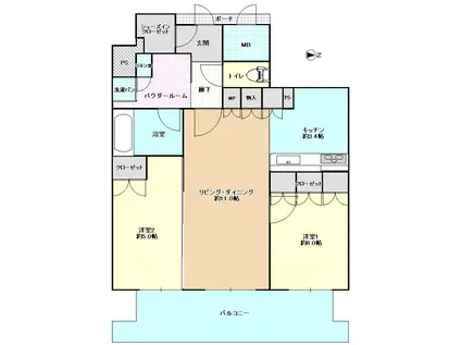 MJR熊本ゲートタワー(2LDK/6階)の間取り写真