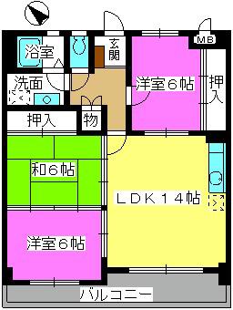 サン・ビィーム吉塚(3LDK/4階)の間取り写真