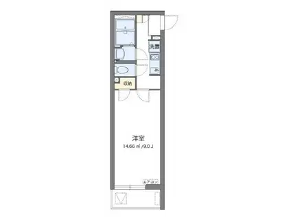 クレイノツインダイヤ(1K/1階)の間取り写真