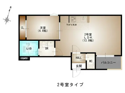 REGALEST青崎II(1LDK/1階)の間取り写真