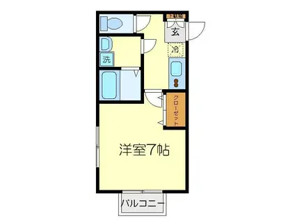 サニーコートII(1K/1階)の間取り写真