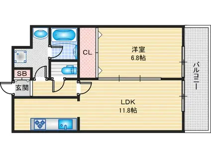 ヴィーブル(1LDK/1階)の間取り写真