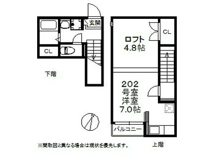 クリスタルK学研都市(1K/1階)の間取り写真