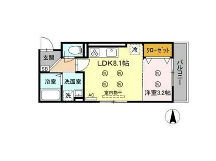 プリエールSAYA(1LDK/1階)の間取り写真