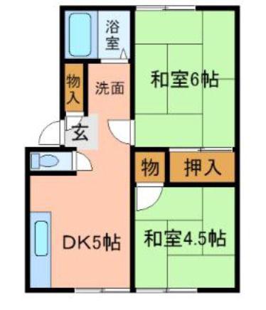 アーバン松陰(2DK/2階)の間取り写真
