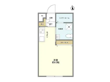 ベーシックハイツ奥沢(ワンルーム/2階)の間取り写真