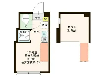 NANOLRO CUORE(ワンルーム/1階)の間取り写真