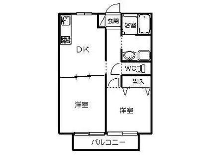 サンダーハイツA(1LDK/2階)の間取り写真