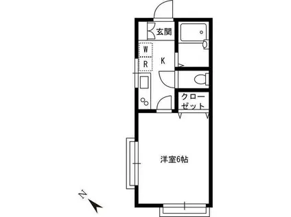 ハイムシマダII(1K/1階)の間取り写真