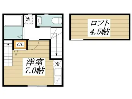 エルミタージュ武蔵野(ワンルーム/2階)の間取り写真
