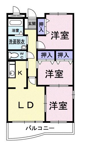 コンフォート・スクエア(3LDK/3階)の間取り写真
